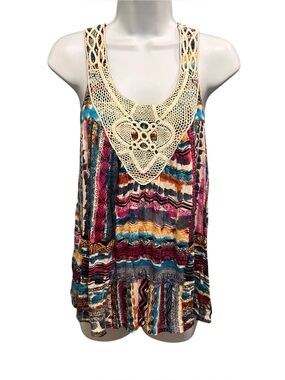 Forever 21 Boho Crochet Scoop Neck Tank Top Size M
